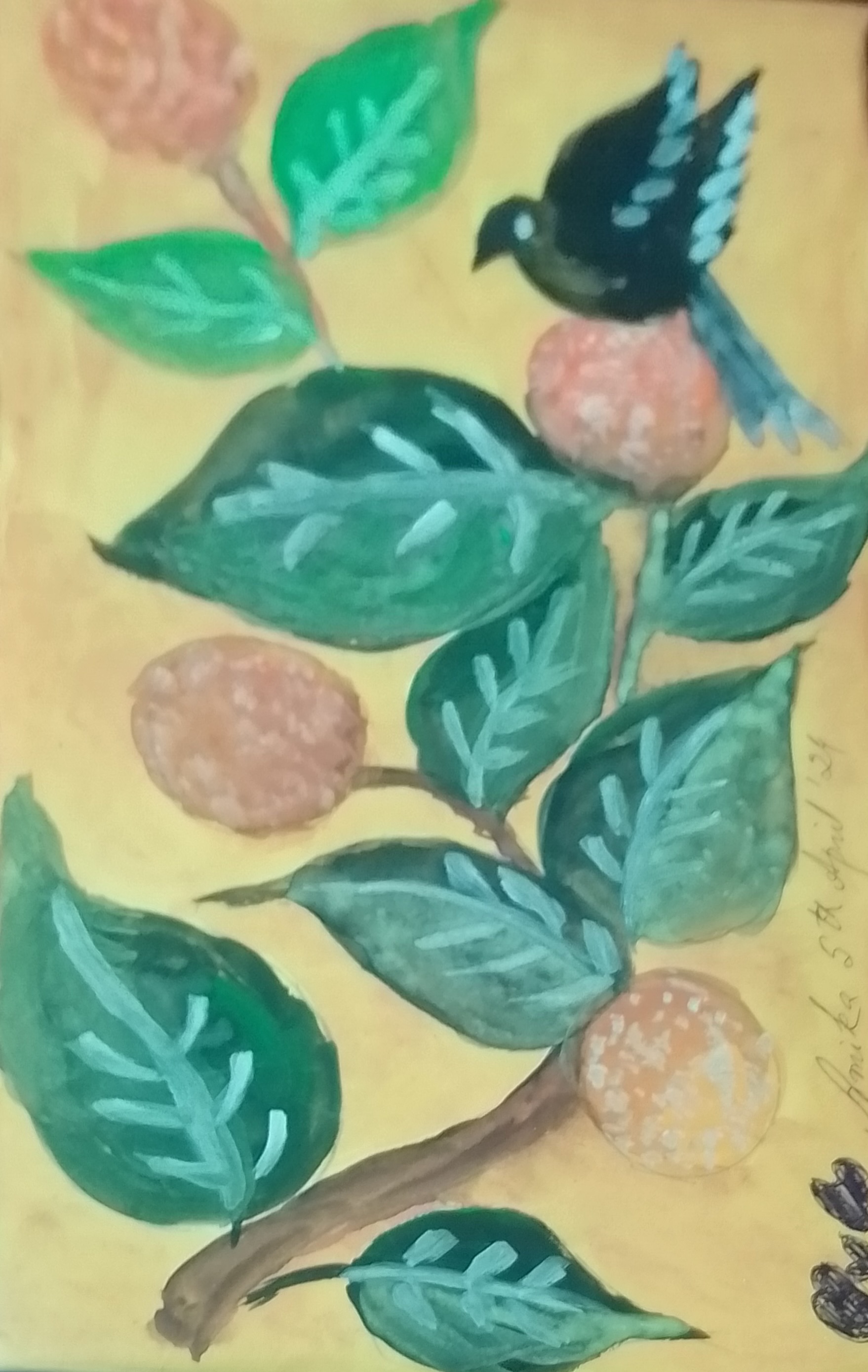 Birds on a fruit tree